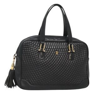 Bally Vintage Handbag Quilted Leather Black Leather Handbag